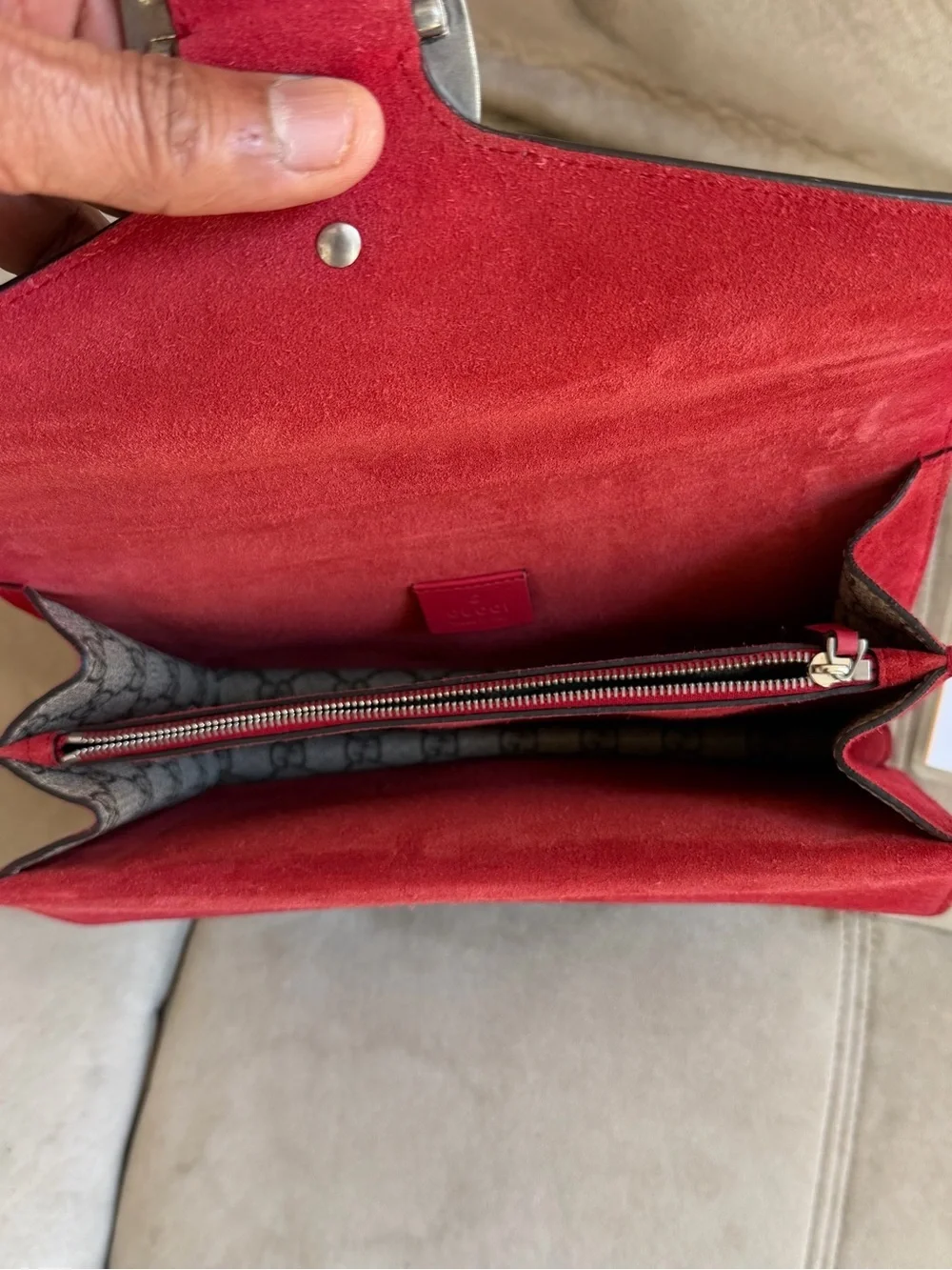 Gucci GG Supreme Monogram Suede Small Dionysus Shoulder Bag